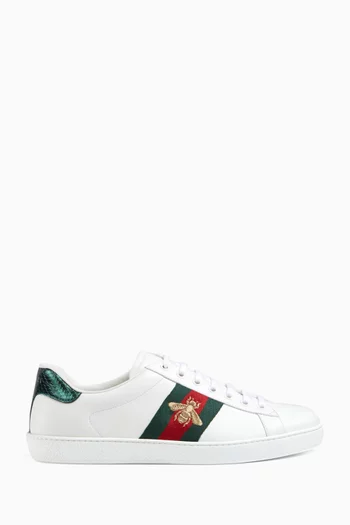 Ace Embroidered Low-top Sneakers in Leather
