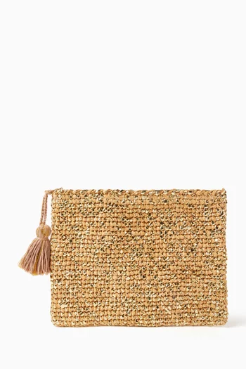 Small Clutch in Metallic Raffia