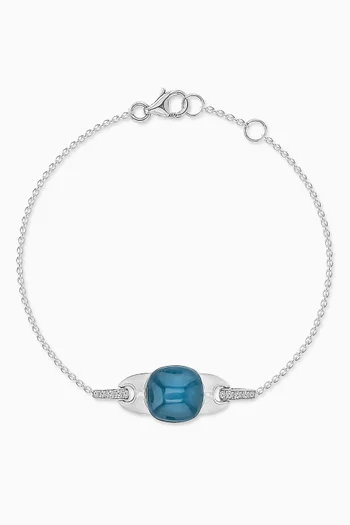 سوار دروبس مرصع بالماس وتوباز لندن ذهب عيار 18