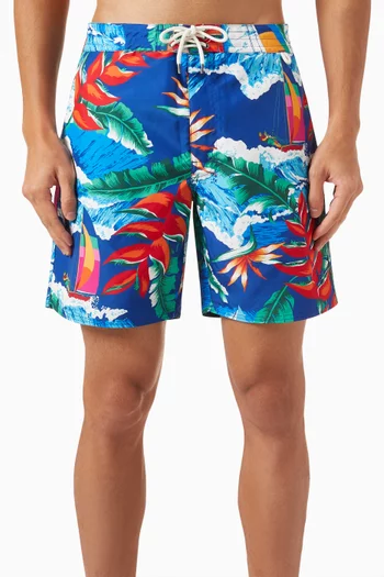 Printed Swim Shorts in Nylon