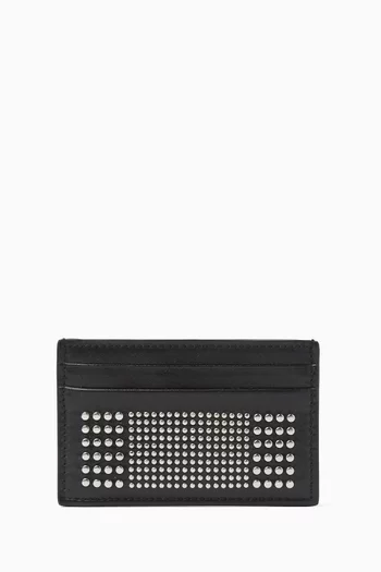 Studded Card Holder in Leather