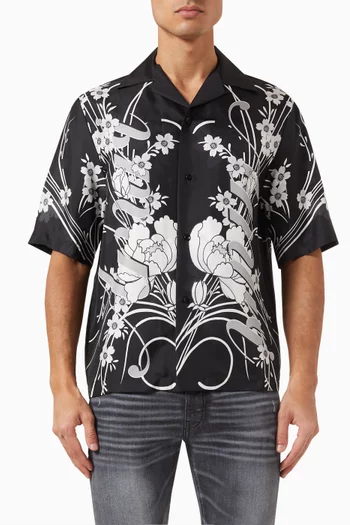 Floral Print Bowling Shirt in Silk
