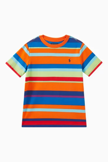 Striped Logo-embroidered T-shirt in Cotton