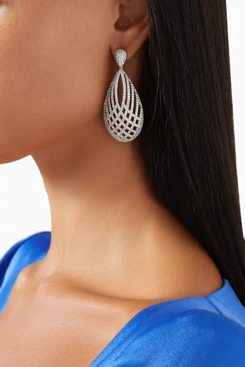 Emily Drop Earrings in Rhodium-plated Metal