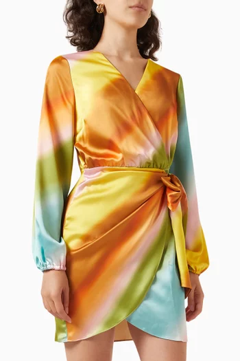 فستان فيينا بتصميم ملفوف بألوان متدرجة