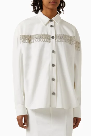 Crystal-embellished Oversized Shirt in Organic Twill