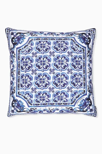 Small Blu Mediterraneo Cushion in Duchesse Cotton