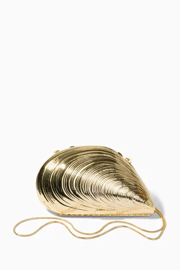 Bridget Oyster Shell Clutch Bag in Metal