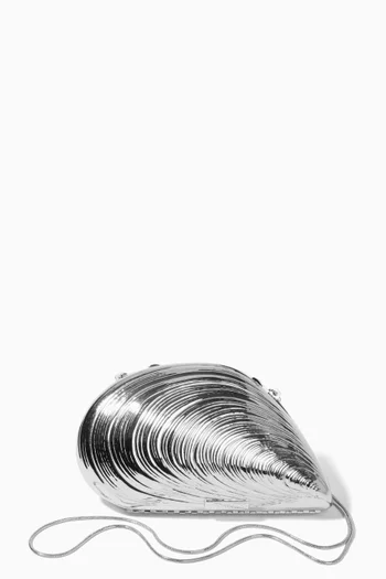 Bridget Oyster Shell Clutch Bag in Metal