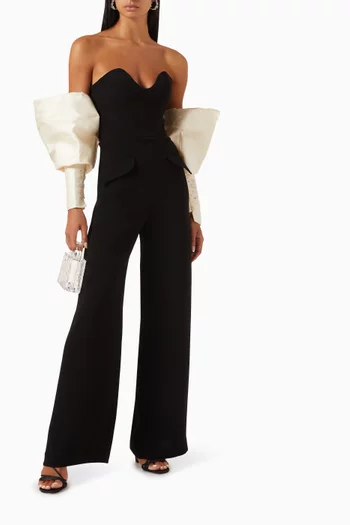 Cute Intentions Jumpsuit with Couture Sleeves in Crepe