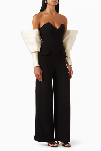 Cute Intentions Jumpsuit with Couture Sleeves in Crepe