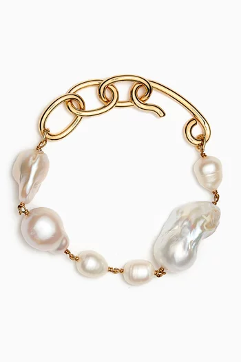 Grainy Freshwater Pearl Bracelet in Eco Brass