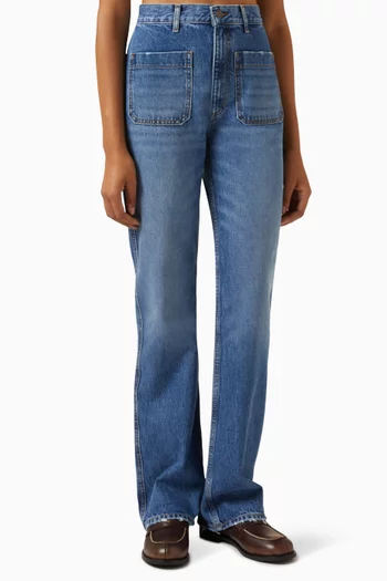 بنطال جينز واسع دينم باهت