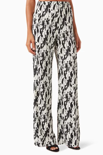 Unione Printed Wide-leg Pants in Satin