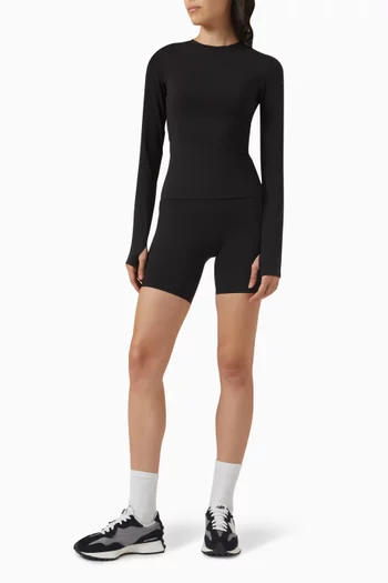 بلوزة طويلة بأكمام طويلة نايلون مطاطي