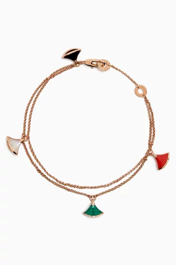 Divina Onyx, Mother of Pearl & Coral Bracelet in 18kt Rose Gold