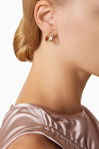 Pegged C Enamel Huggie Earrings