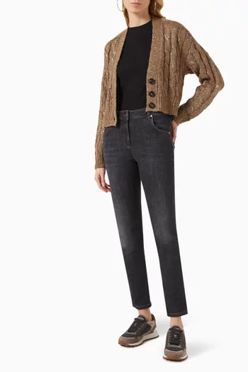 High-rise Jeans in Cotton-denim