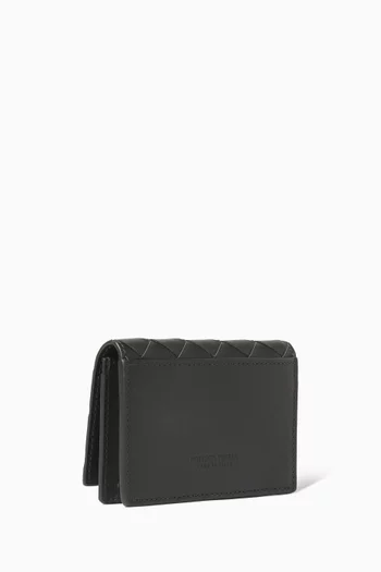 Business Card Case in Intrecciato Leather