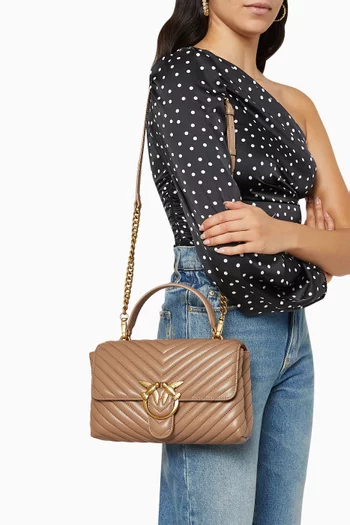 Love Lady Puff Top Handle Bag in Chevron Leather