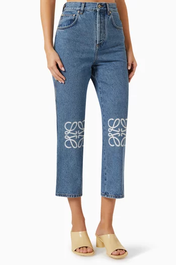 بنطال جينز قصير بشعار الماركة دينم