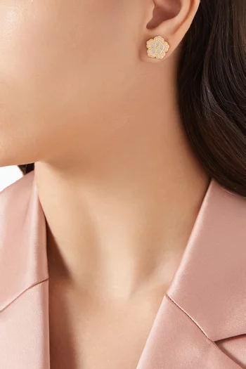 أقراط فرفشة جياردينو اورو صغيرة ذهب أصفر وأبيض عيار 18