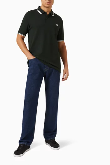 Twin Tipped Logo Polo Shirt in Cotton Piqué