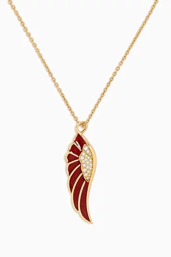 Wings Reflection Diamond Autumn Pendant Necklace in 18kt Yellow Gold