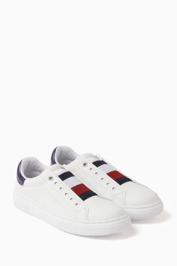 Flag Strap Sneakers in Faux Leather