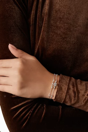 Mini Happy Emerald-cut Diamond Bracelet in 18kt White Gold