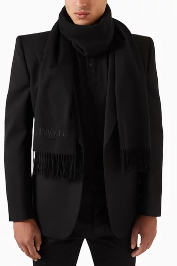 Logo Embroidered Scarf in Cashmere