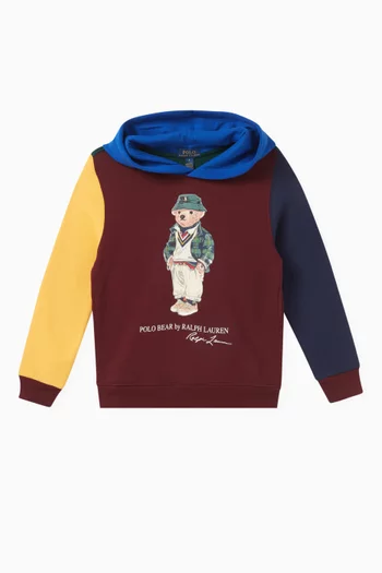 Polo Bear Printed Hoodie in Cotton
