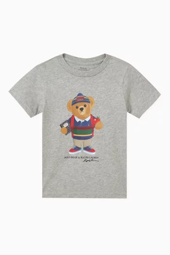 Bear Printed T-shirt in Cotton