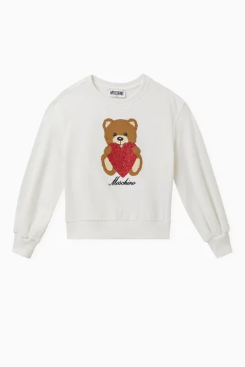 Heart Teddy Bear Sweatshirt in Cotton Fleece