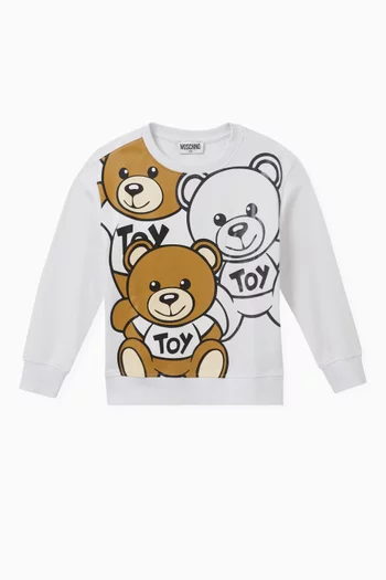 Teddy Bear Print Sweatshirt in Cotton