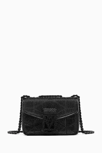 Mini Travia Quilted Shoulder Bag in Crystal Satin Nylon