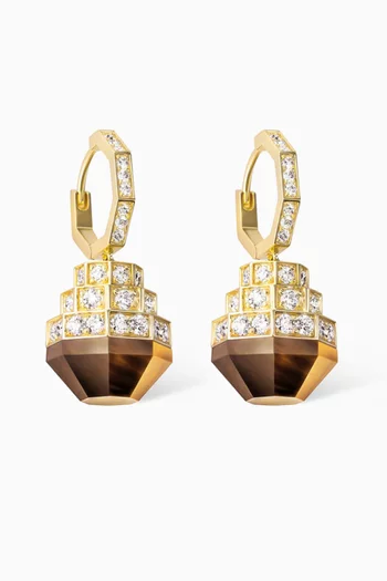 Azm Turath Tiger Eye & Diamond Earrings in 18kt Gold