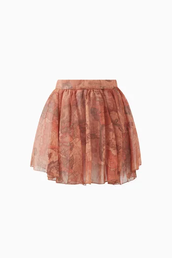 Geo Map-print Gathered Skirt