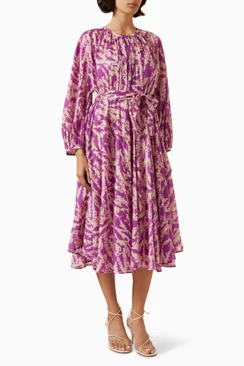 Primula Printed Midi Dress in Cotton