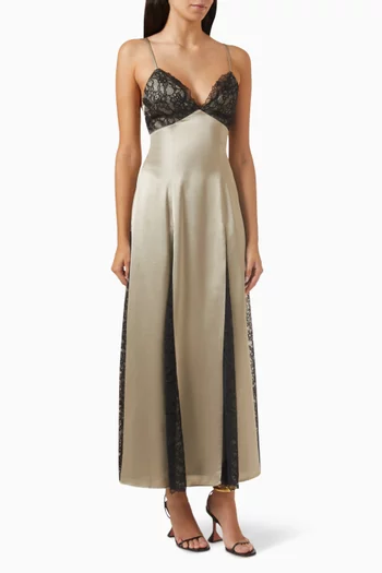 Nora Maxi Dress in Satin & Lace