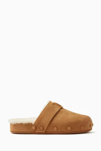 Marcie Slippers in Suede & Shearling