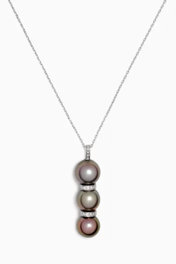 Amulette Pearl & Diamond Drop Necklace in 18kt White Gold