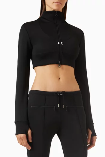 Cropped Tracksuit Jacket in Jersey Fabric