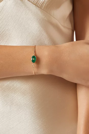 سوار اورسو بحلية مرصعة بعقيق أخضر ذهب أصفر عيار 9