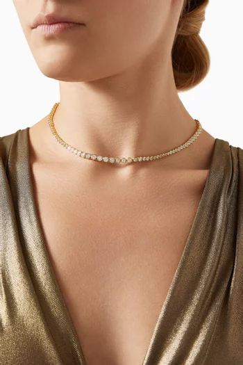 قلادة تنس فضة إسترلينية مطلية ذهب عيار 18