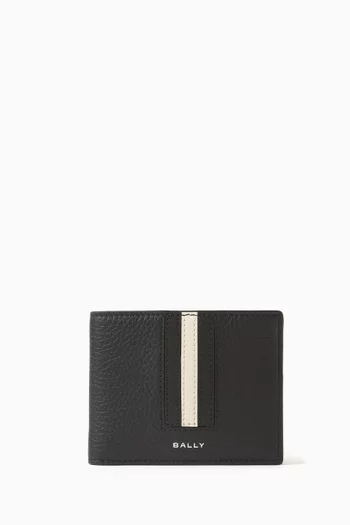 Logo Stripe Bi-fold Wallet in Leather