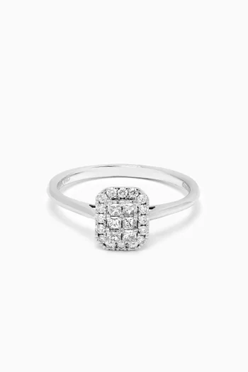 Illusion Emerald Diamond Ring in 18kt White Gold