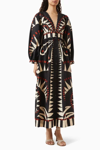 Coconut Grove Puff-sleeve Maxi Dress