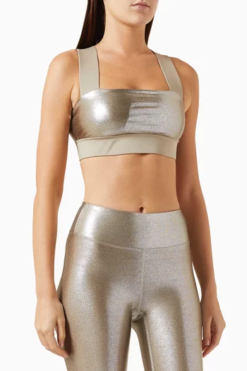 Power Sports Bra in Metallic-jersey