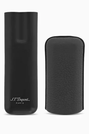 Double Cigar Case in Grained Leather & Metal